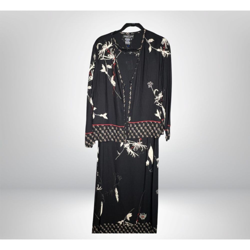 Carol Little Asian Floral Dress Set with Jacket in Black Red Gray  (8)